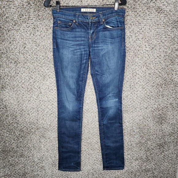 J Brand Skinny Jeans Womens 26 Denim Blue 5 Pocket Zip Casual Cotton Blend - Picture 1 of 11